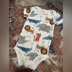 Carter's White and Blue Animal Print Onesie